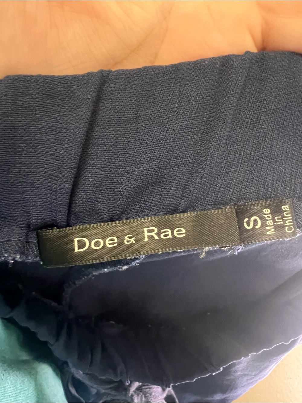 Doe & Rae Navy Button Side Jogger Pants | Casual Chic Pull On Trousers - Picture 8 of 10